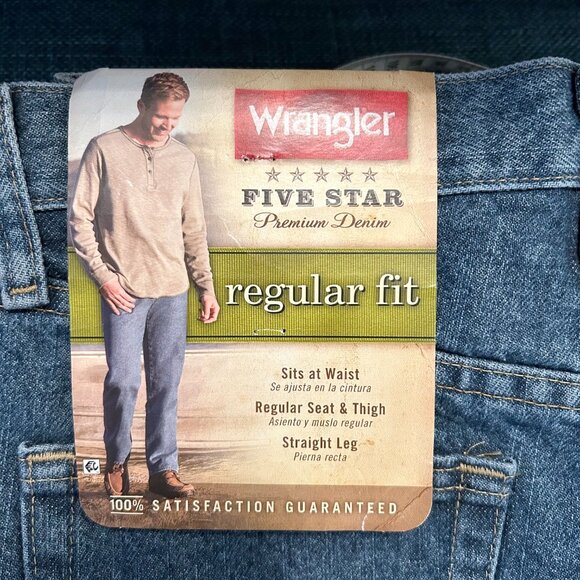 Wrangler 5 Star Men's 30x32 Regular Fix Straight Leg Jeans Denim Pants Blue NEW - Picture 3 of 6